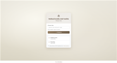 Ukázka z rodové kroniky - login screen